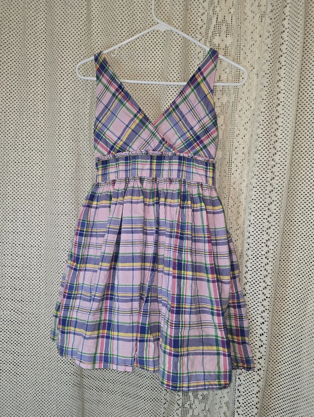 Ralph Lauren Pink Tartan Plaid Dress Girls 14 Sleeveless Spring Layered Dress